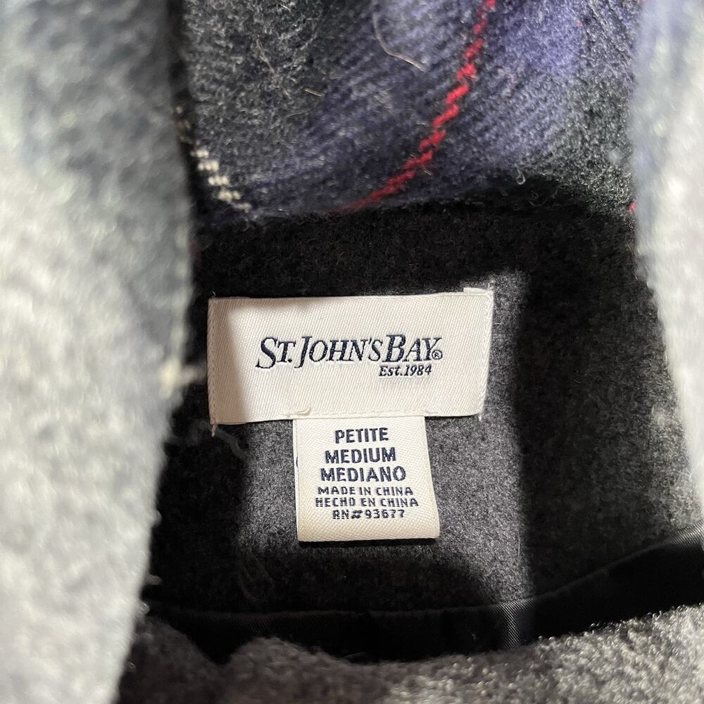 St. John's Bay Women's Petite Medium Wool Cashmere Blend Hooded Duffle Coat Gray - Picture 3 of 8